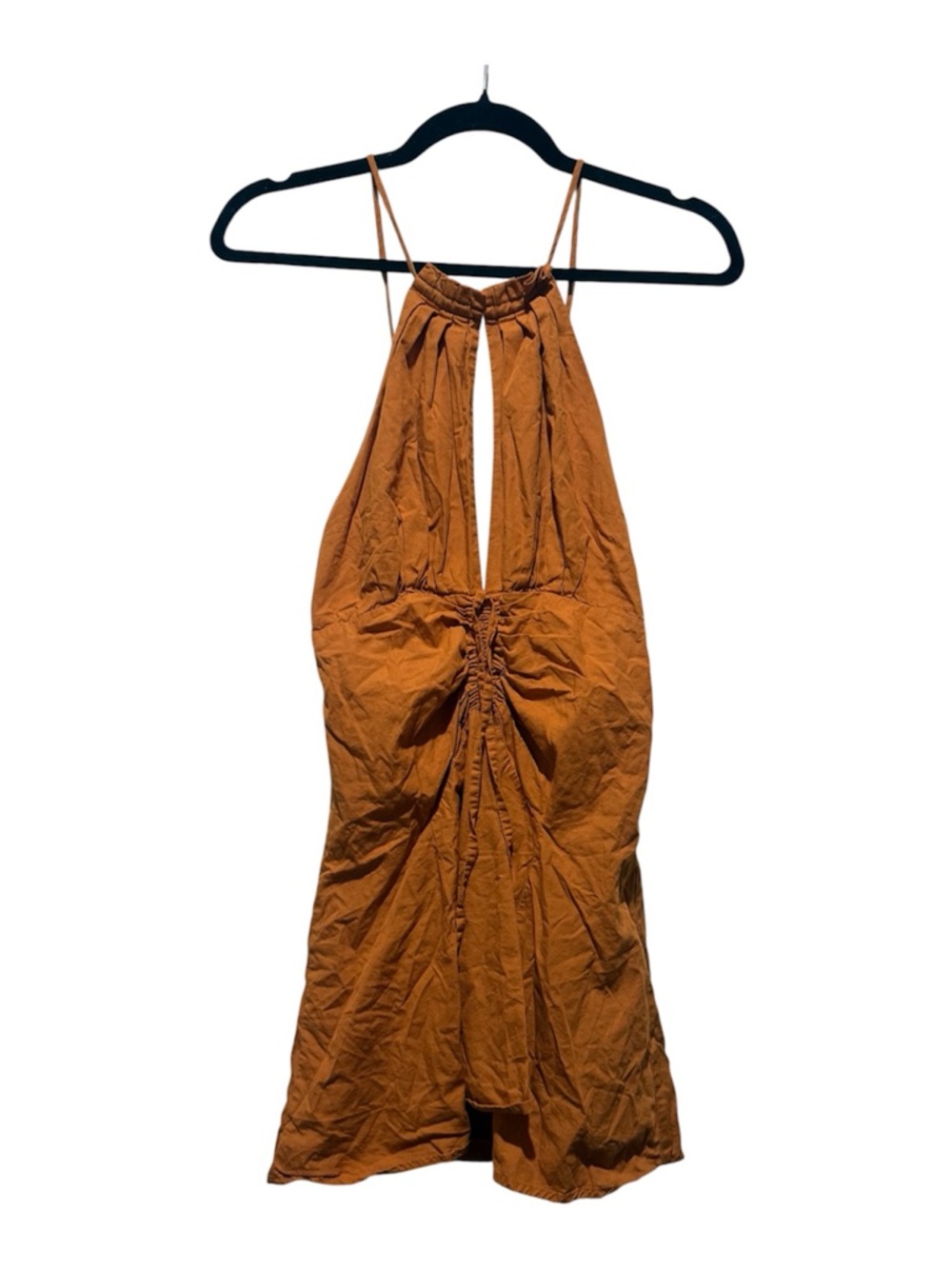 Free People Burnt Orange Tie-Back Mini Dress